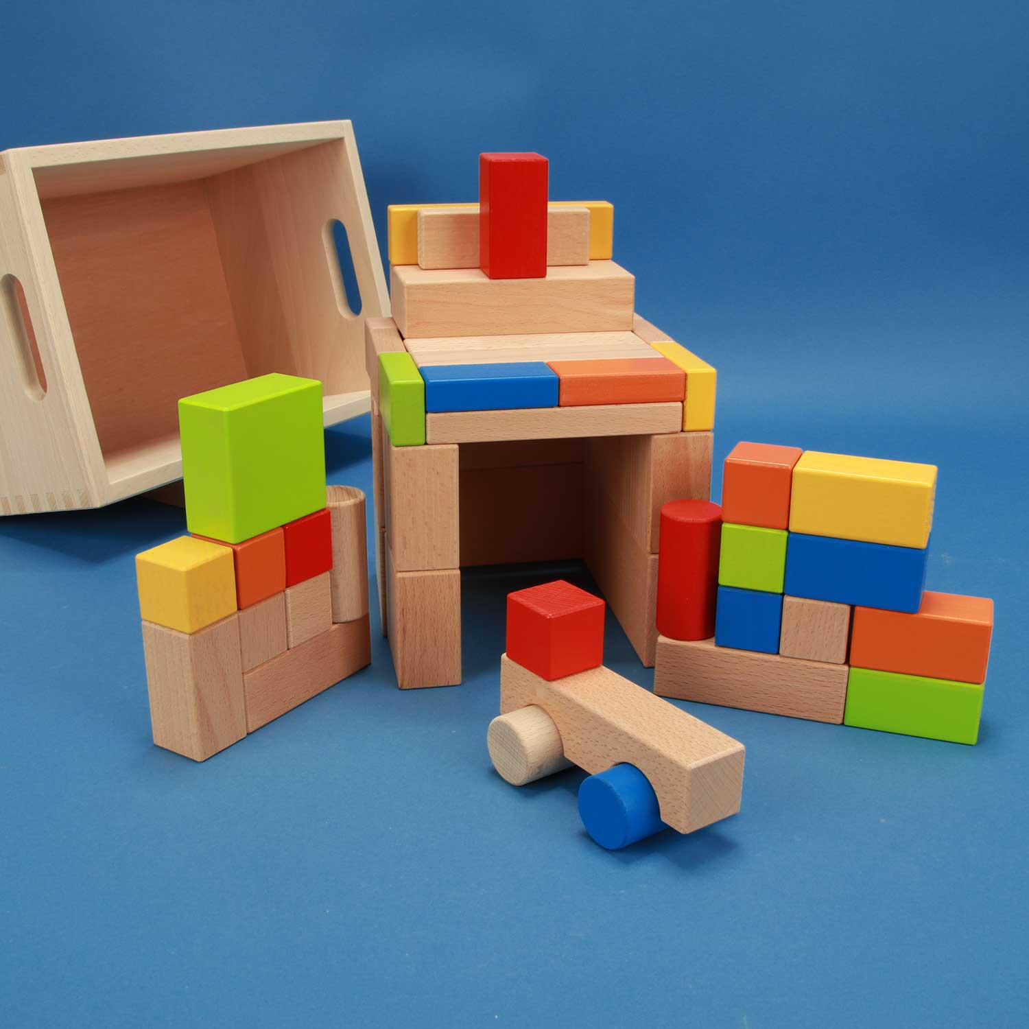 Cube en bois brut de hêtre 4 cm jeux construction - made in france