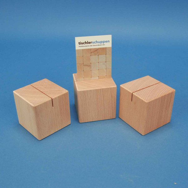 Wooden Table stand / wooden card holder - wooden cube 60 mm with slot